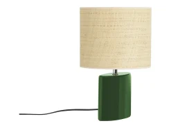 Miliboo Lámpara de mesa de cerámica oscuro con pantalla de rafia natural 40 cm TIGA Verde Online