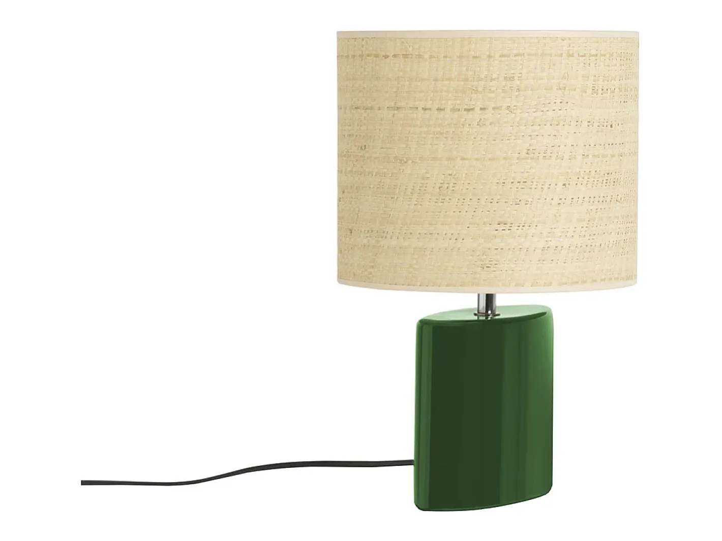 Miliboo Lámpara de mesa de cerámica oscuro con pantalla de rafia natural 40 cm TIGA Verde Online