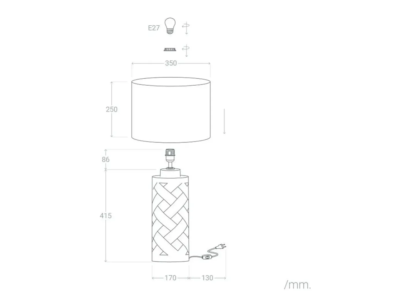 Ledkia Lámpara De Mesa-Lámpara de Mesa de Cerámica y Tela Makalu Blanco
