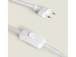Ledkia Lámpara De Mesa-Lámpara de Mesa de Cerámica y Tela Makalu Blanco