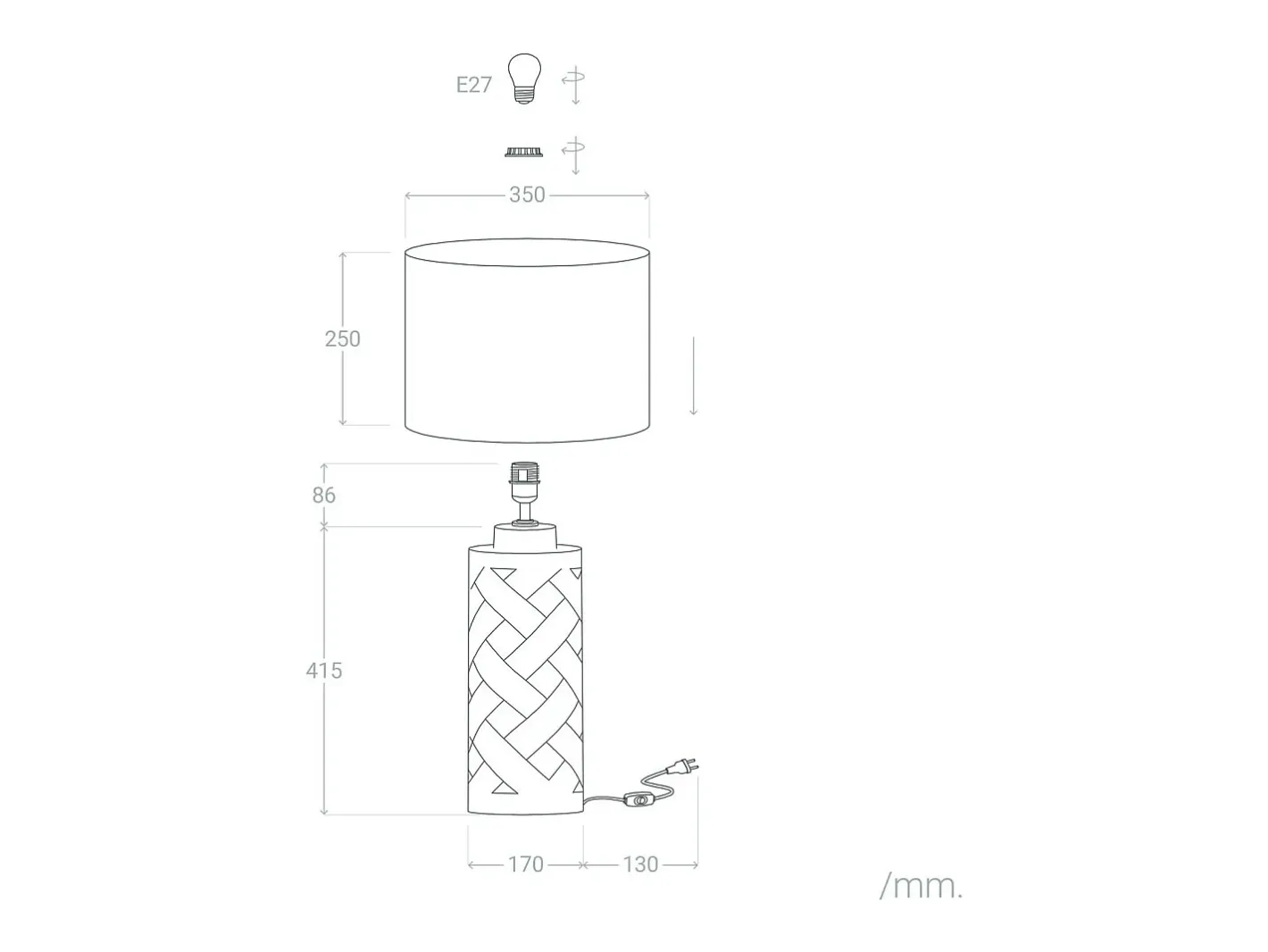 Ledkia Lámpara De Mesa-Lámpara de Mesa de Cerámica y Tela Makalu Blanco