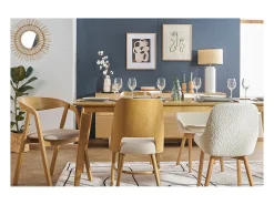 Miliboo Lámpara de mesa de cerámica esmaltada blanca con pantalla de rafia natural 64 cm MAJES Blanco Discount