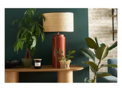Miliboo Lámpara de mesa de cerámica esmaltada con pantalla de rafia natural 64 cm MAJES Terracota Sale