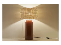 Miliboo Lámpara de mesa de cerámica esmaltada con pantalla de rafia natural 64 cm MAJES Terracota Sale