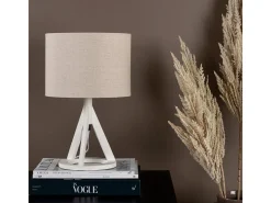 Venture Home Lámpara De Mesa-Lámpara de mesa de hevea y lino Kona Blanco