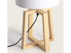 Ledkia Lámpara De Mesa-Lámpara de Mesa de Madera Korsade Blanco