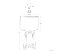 Ledkia Lámpara De Mesa-Lámpara de Mesa de Madera Korsade Blanco