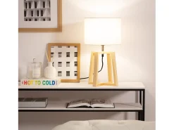 Ledkia Lámpara De Mesa-Lámpara de Mesa de Madera Korsade Blanco