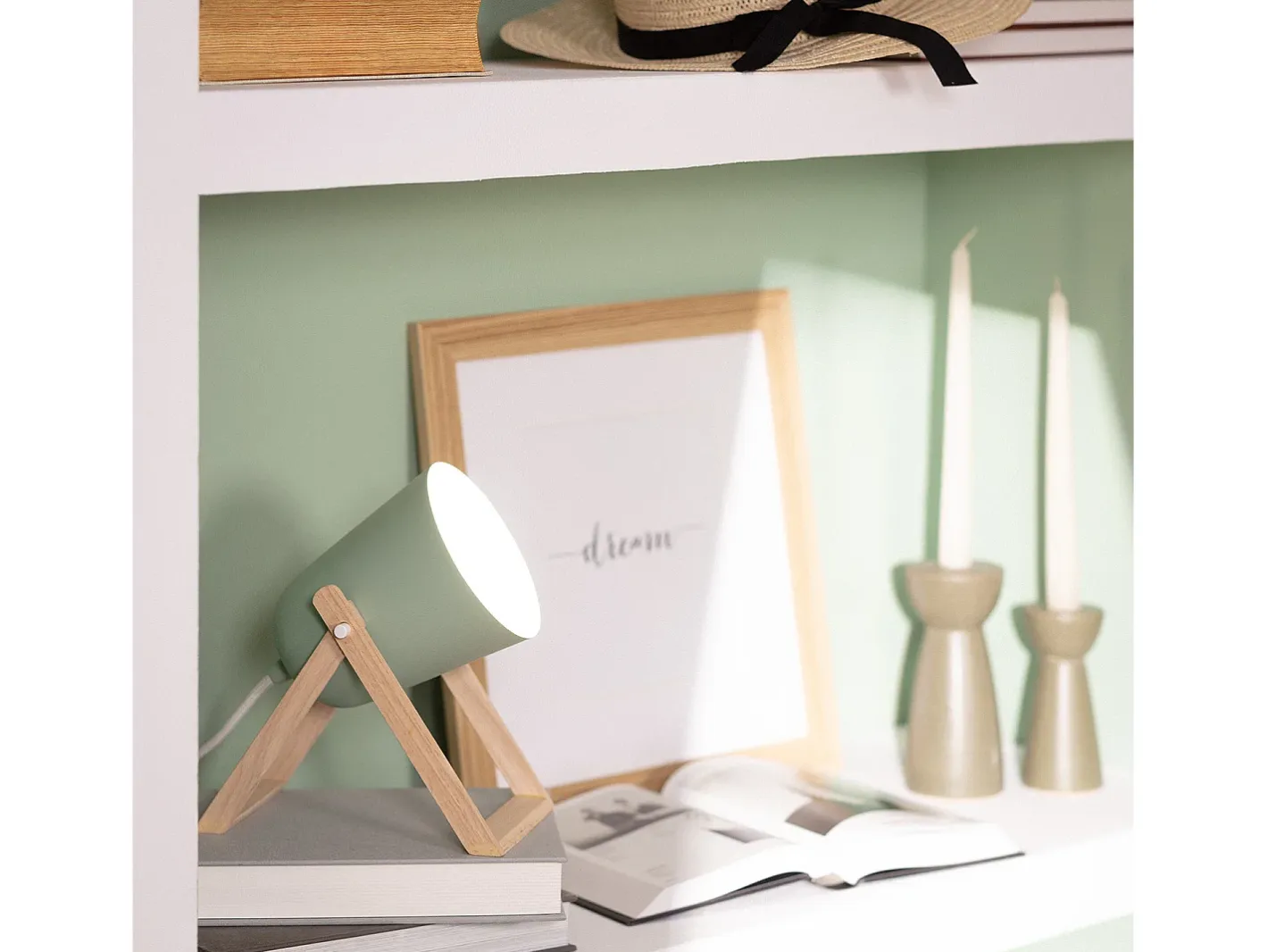 Ledkia Lámpara de Mesa de Metal Kiume Celadón Verde Clearance