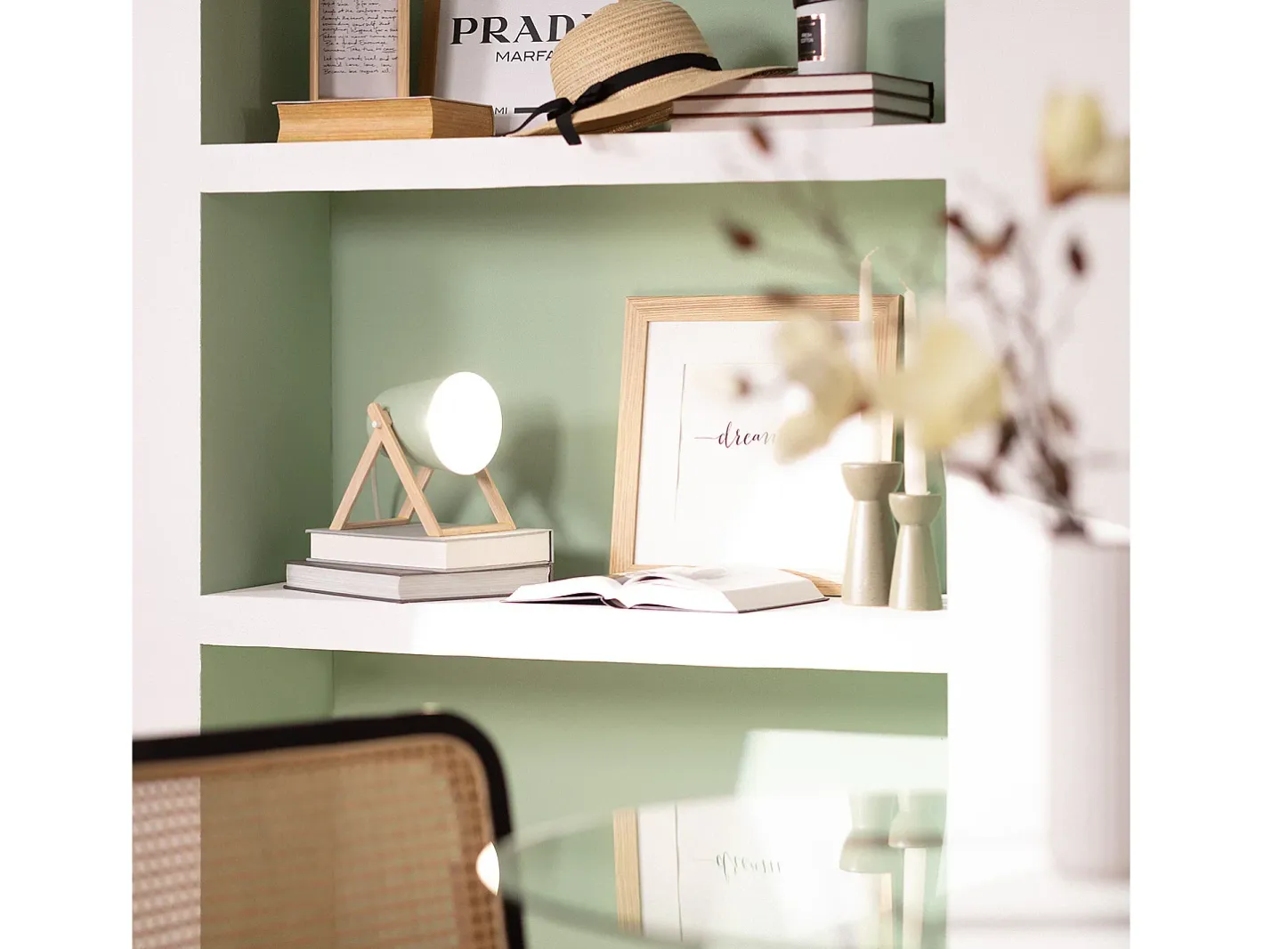 Ledkia Lámpara de Mesa de Metal Kiume Celadón Verde Clearance