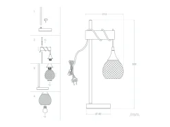 Ledkia Lámpara de Mesa de Metal y Madera Monah Negro Best