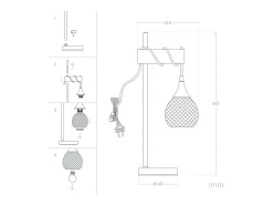 Ledkia Lámpara de Mesa de Metal y Madera Monah Negro Best