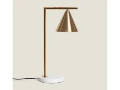 Ledkia Lámpara De Mesa-Lámpara de Mesa de Mármol y Metal Tinos Dorado