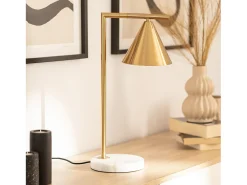 Ledkia Lámpara De Mesa-Lámpara de Mesa de Mármol y Metal Tinos Dorado