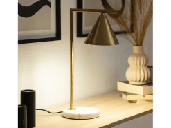Ledkia Lámpara De Mesa-Lámpara de Mesa de Mármol y Metal Tinos Dorado