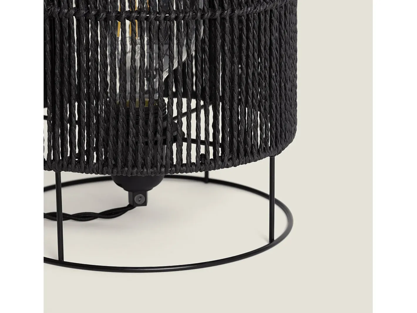 Ledkia Lámpara De Mesa-Lámpara de Mesa de Papel Trenzado Khalo Negro