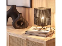 Ledkia Lámpara De Mesa-Lámpara de Mesa de Papel Trenzado Khalo Negro