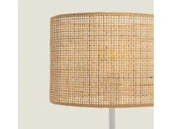 Ledkia Lámpara De Mesa-Lámpara de Mesa de Ratán y Metal Baracoa Blanco