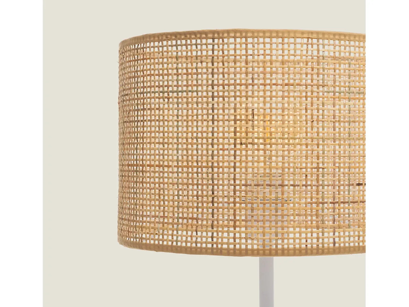 Ledkia Lámpara De Mesa-Lámpara de Mesa de Ratán y Metal Baracoa Blanco