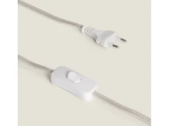 Ledkia Lámpara De Mesa-Lámpara de Mesa de Ratán y Metal Baracoa Blanco