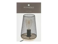Atmosphera Lámpara de mesa de rejilla y madera Negro Outlet