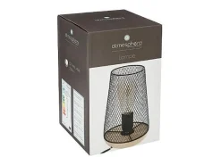 Atmosphera Lámpara de mesa de rejilla y madera Negro Outlet