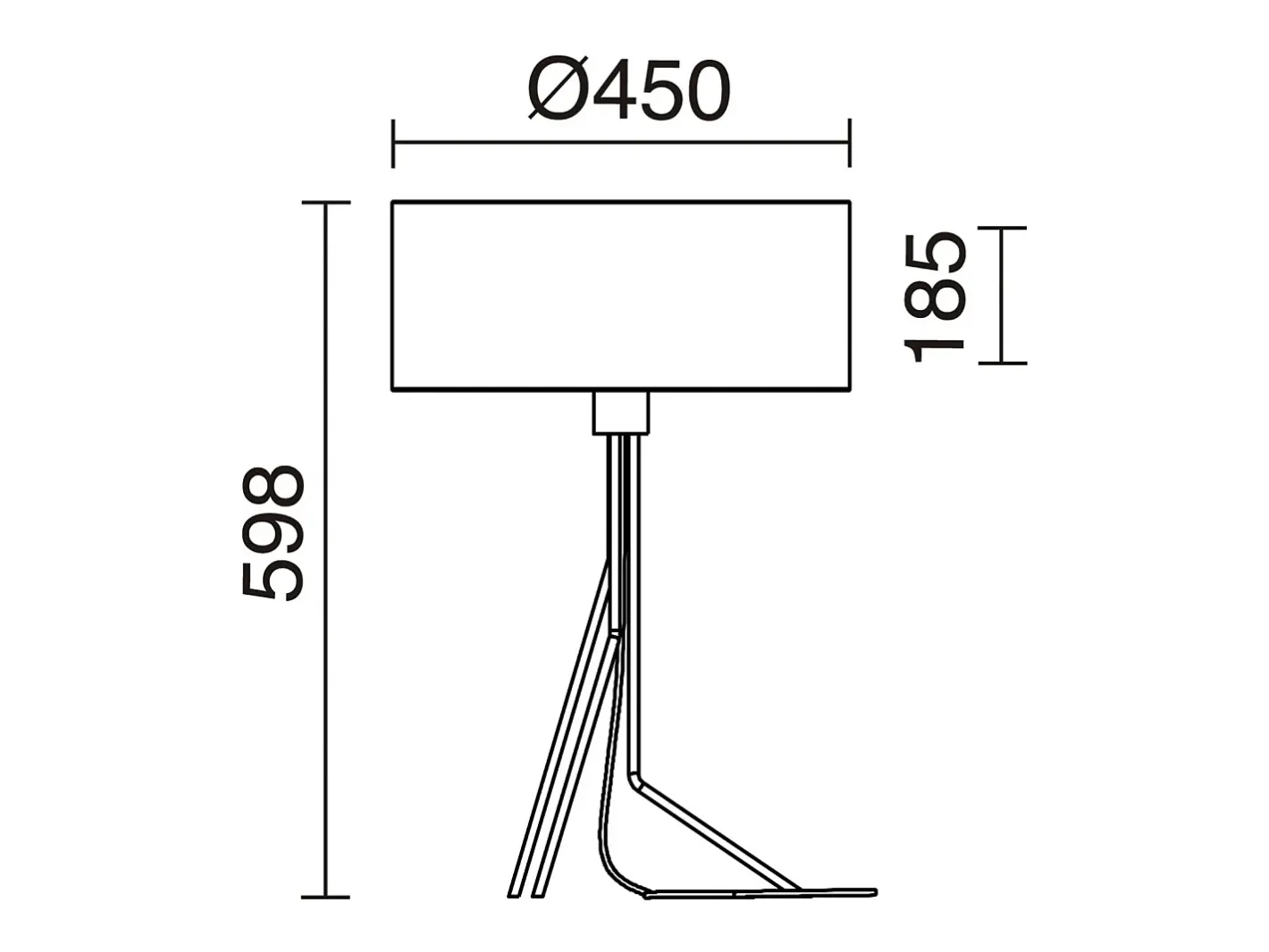 Clearance Lámpara de mesa DIAGONAL estilo moderno- Alt. 59,8 cm - pantalla sintética ø45 cm - on&off - cable 1,5 mts E27 13W - acero y - IP20 - interior Negro