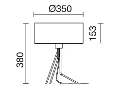 Online Lámpara de mesa DIAGONAL estilo moderno- Alt. 38 cm - pantalla sintética ø35 cm - on&off - cable 1,5 mts E27 13W - acero y - IP20 - interior Blanco