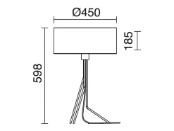 Lámpara de mesa DIAGONAL estilo moderno- Alt. 59,8 cm - pantalla sintética ø45 cm - on&off - cable 1,5 mts E27 13W - acero y cobre - IP20 - interior Cobrizo