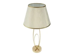 Lámpara de mesa elegante con base dorada y pantalla beige Flush M Dorado New