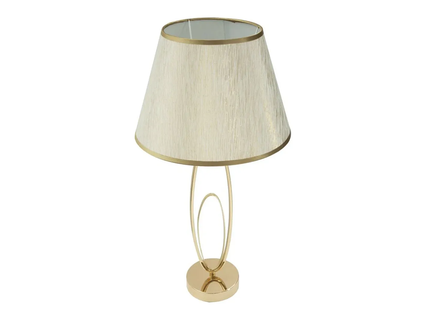 Lámpara de mesa elegante con base dorada y pantalla beige Flush M Dorado New