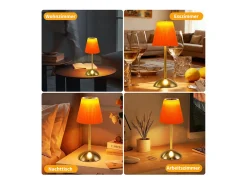 Online NETTLIFE Lámpara de mesa inalámbrica (juego de 2) - Lámpara de noche táctil regulable, 3 colores, pantalla de tela, recargable por USB, para dormitorio Multicolor