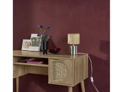 Sweeek Lámpara De Mesa-Lámpara de mesa interior cerámica pantalla de efecto de mimbre Verde