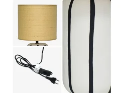 Sweeek Lámpara De Mesa-Lámpara de mesa interior de cerámica, pantalla efecto ratán Blanco