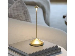 Lámpara de mesa LED inalámbrica recargable y regulable Pina Pro Gold Leaf, color azafrán (2200-2700-3000 K) Amarillo
