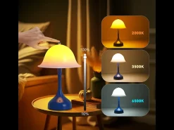 Discount NETTLIFE Lámpara de mesa LED inalámbrica : lámpara de noche táctil regulable, 3 temperaturas de color, recargable por USB, diseño moderno Gris