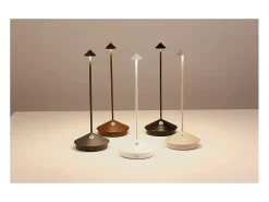 Lámpara de mesa LED inalámbrica recargable y regulable Pina Pro Silver Leaf color azafrán Gris New
