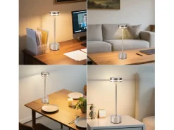 NETTLIFE Lámpara De Mesa-Lámpara de mesa LED inalámbrica , funciona con pilas, regulable, recargable por USB-C, táctil dorada, para escritorio (plateada, paquete de 2) Plateado