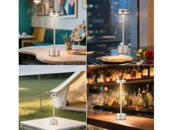 NETTLIFE Lámpara De Mesa-Lámpara de mesa LED inalámbrica , funciona con pilas, regulable, recargable por USB-C, táctil dorada, para escritorio (plateada, paquete de 2) Plateado