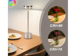 NETTLIFE Lámpara De Mesa-Lámpara de mesa LED inalámbrica , funciona con pilas, regulable, recargable por USB-C, táctil dorada, para escritorio (plateada, paquete de 2) Plateado
