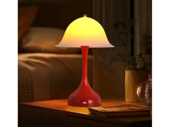 NETTLIFE Lámpara de mesa LED inalámbrica : lámpara táctil de noche, forma de sombrero rojo, recargable por USB, luz de noche para sala de estar o dormitorio. Multicolor Discount