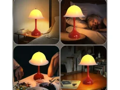 NETTLIFE Lámpara de mesa LED inalámbrica : lámpara táctil de noche, forma de sombrero rojo, recargable por USB, luz de noche para sala de estar o dormitorio. Multicolor Discount