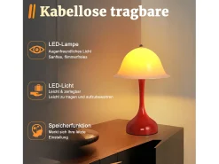NETTLIFE Lámpara de mesa LED inalámbrica : lámpara táctil de noche, forma de sombrero rojo, recargable por USB, luz de noche para sala de estar o dormitorio. Multicolor Discount