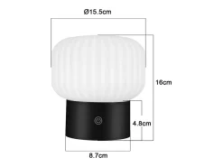Hot NETTLIFE Lámpara de mesa LED inalámbrica : lámpara táctil recargable por USB, blanca, regulable, resistente al agua IP44, redonda de cristal. Blanco