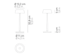 Lámpara de mesa LED inteligente Zafferano Sister Light con Wi-Fi, dorada, recargable y regulable - 2200-2700-3000-4000K, 3,2 W, 33 cm de alto Dorado Clearance