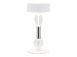 Lámpara de mesa LED inteligente recargable Zafferano Royal Family Wi-Fi, regulador táctil, 36 h de duración de batería, aluminio y vidrio Blanco