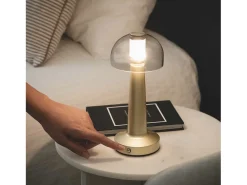 Ledkia Lámpara De Mesa-Lámpara de Mesa LED Metal Portátil con Batería USB Recargable Luliu Orsha Dorado