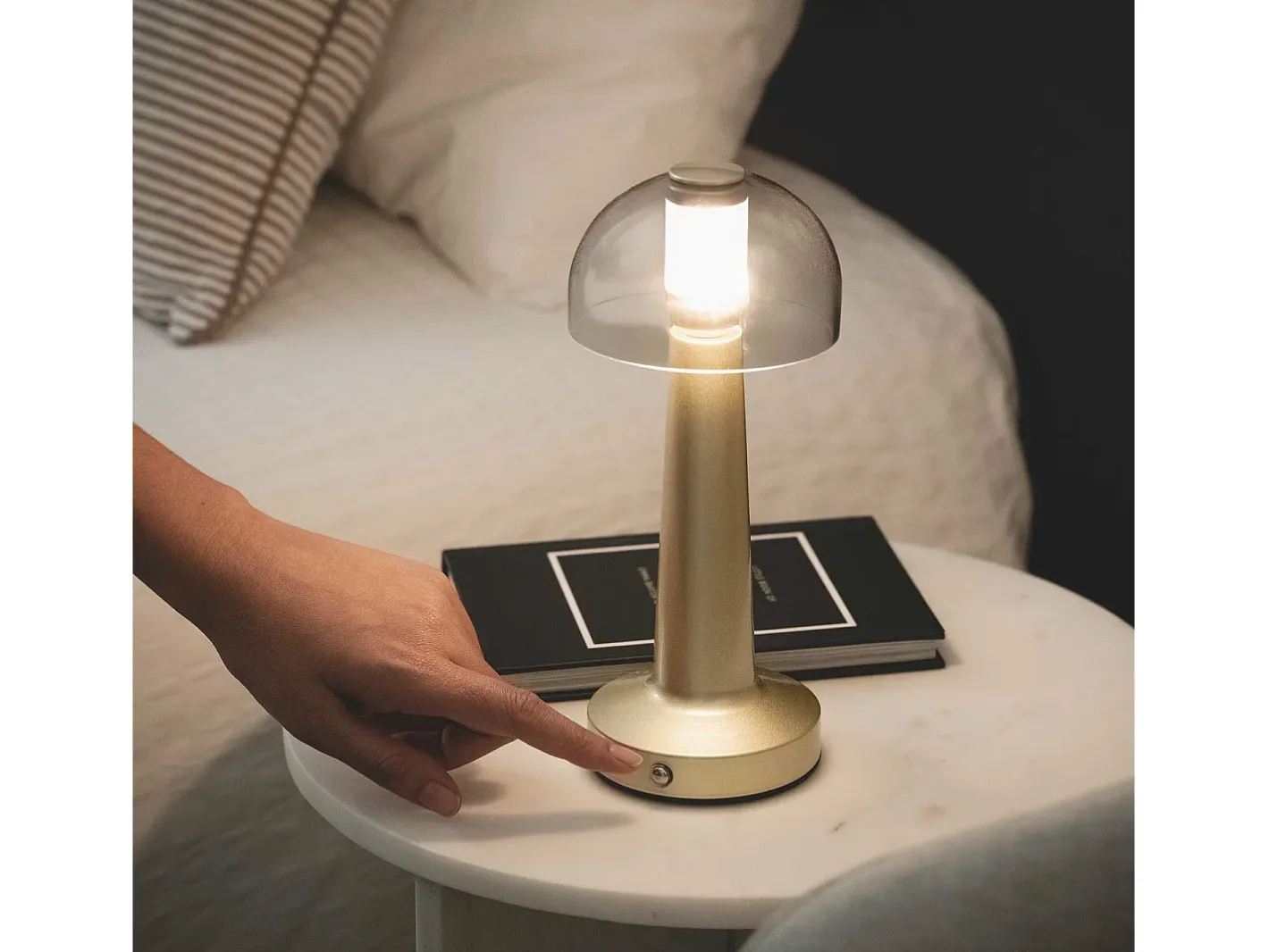 Ledkia Lámpara De Mesa-Lámpara de Mesa LED Metal Portátil con Batería USB Recargable Luliu Orsha Dorado