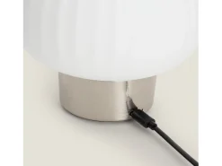 Ledkia Lámpara de Mesa LED Metal Portátil Exterior con Batería USB Recargable Aluzna Níquel Blanco Sale