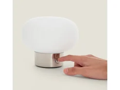 Ledkia Lámpara de Mesa LED Metal Portátil Exterior con Batería USB Recargable Aluzna Níquel Blanco Sale